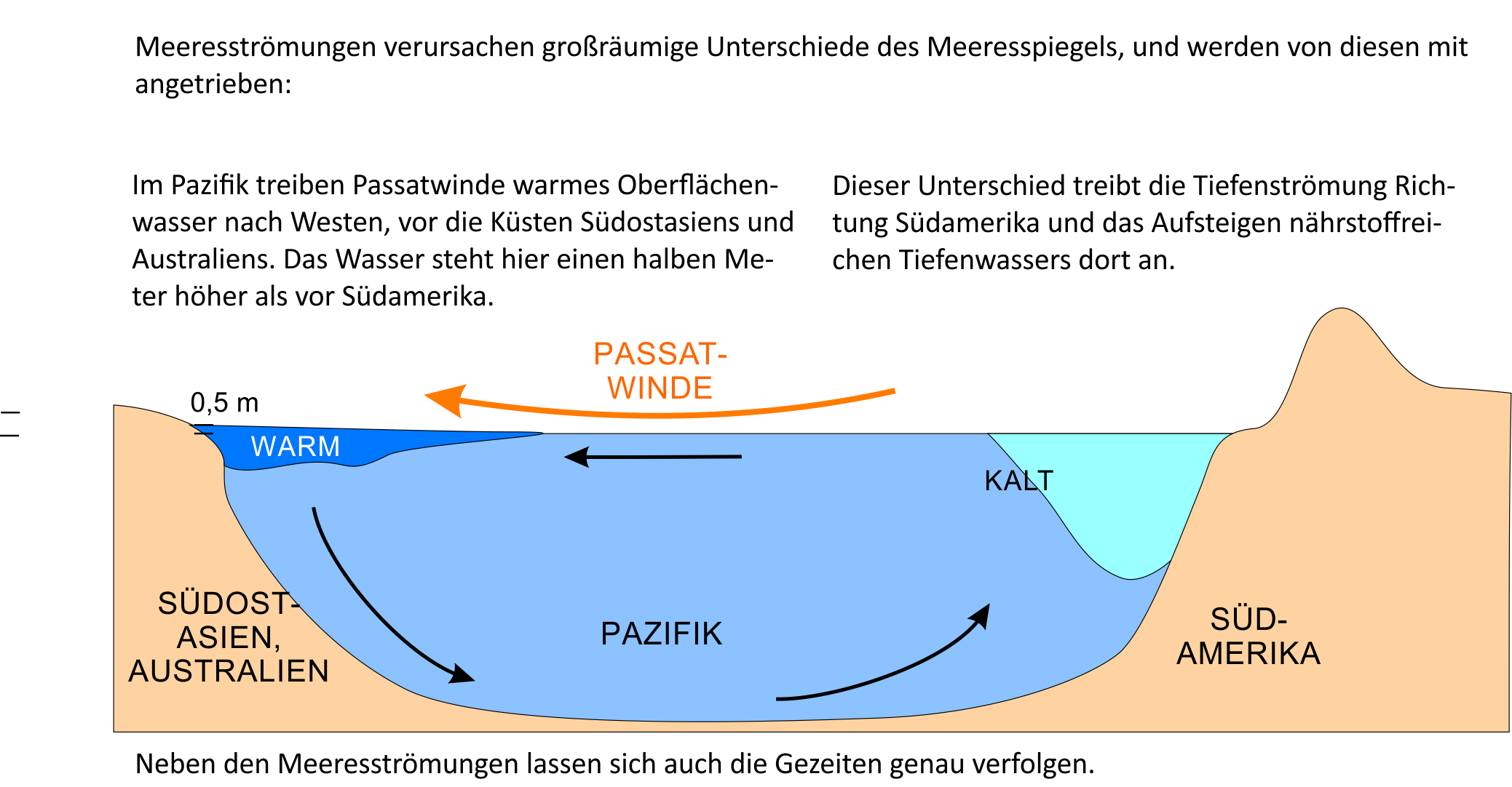 Meeresströmungen und Störungen des Meeresspiegels